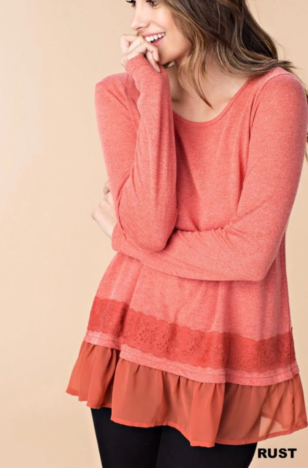 Ruffle in Rust Blouse