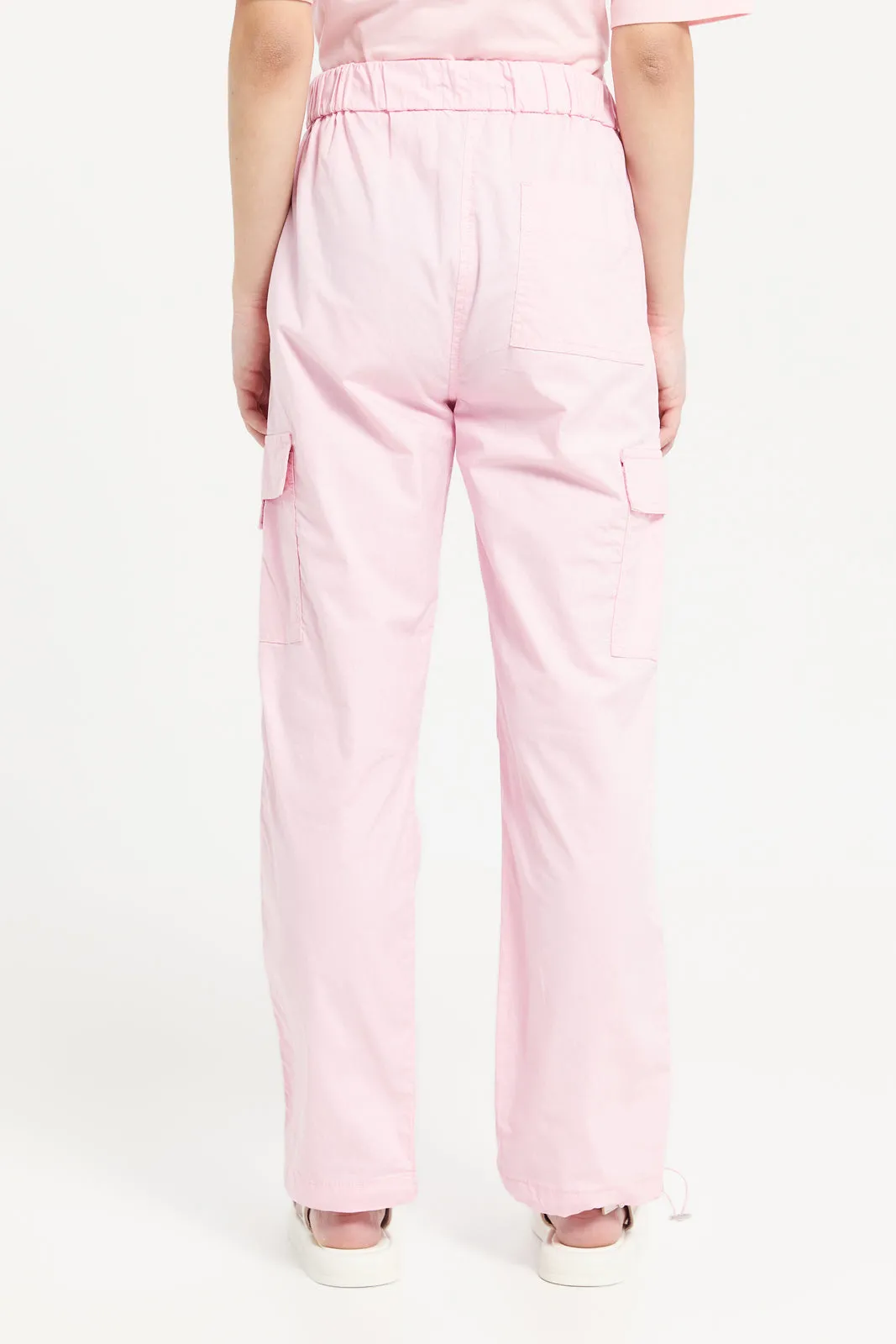 Senior Girls Pink Poplin Parachute Pants