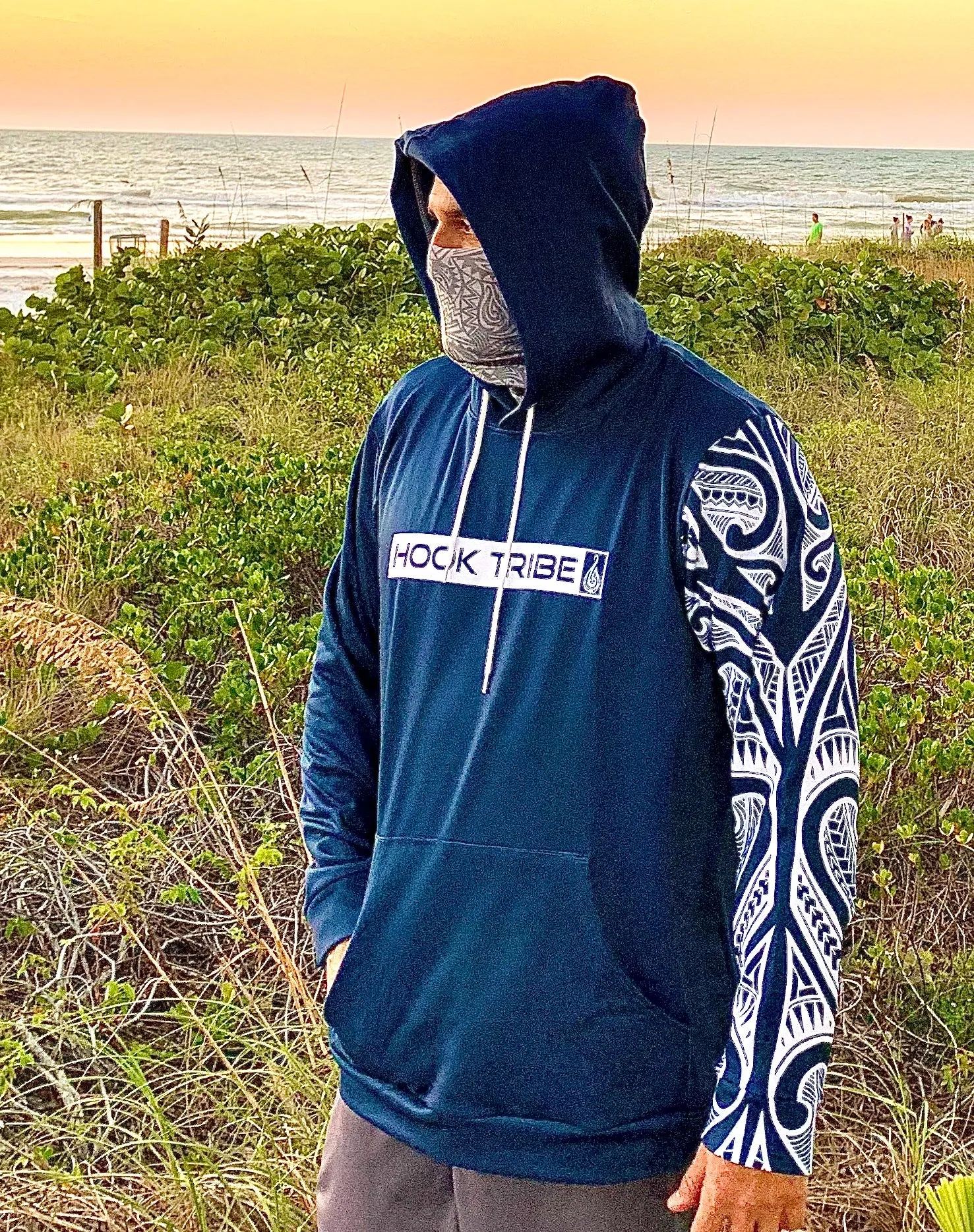 Sleeve Hoodie (Navy/White)