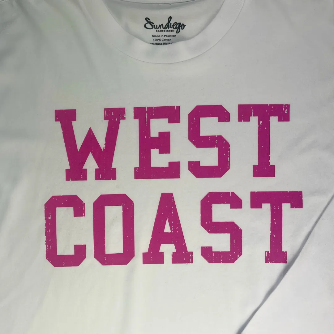 Sun Diego Long Sleeve West Coast Crop Tee - Whitepink