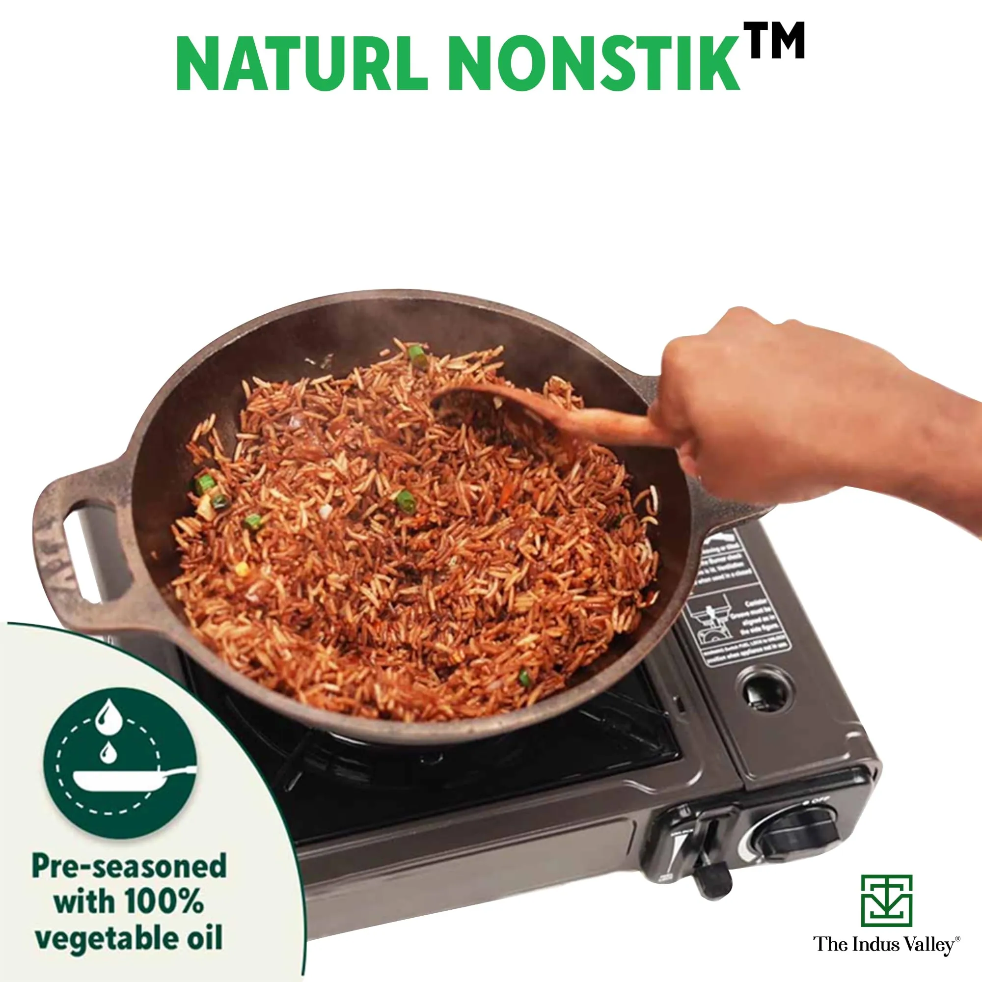 The Indus Valley Super Smooth Cast Iron Kadai with Glass Lid | Medium, 10.2Inch/26 cm, 2.5Ltr, 2.4kg | Naturally Nonstick, Pre-Seasoned Kadhai, 100% Pure & Toxin-Free, No Chemical Coating