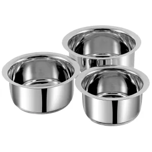 Vinod Sandwich Bottom Stainless Steel Tope Set of 3 | 2.7, 3.4 and 4 litre | Patila/Bhagona Boiling Tope for Kitchen | Multipurpose Steel | Induction & Gas Base | 2 Year Warranty