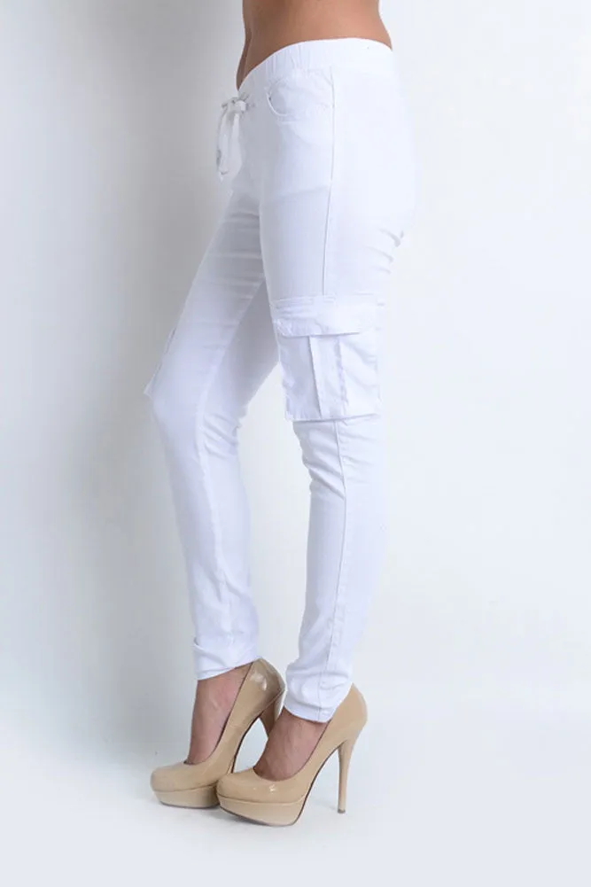 Women's Solid Skinny Cargo Jogger Pants