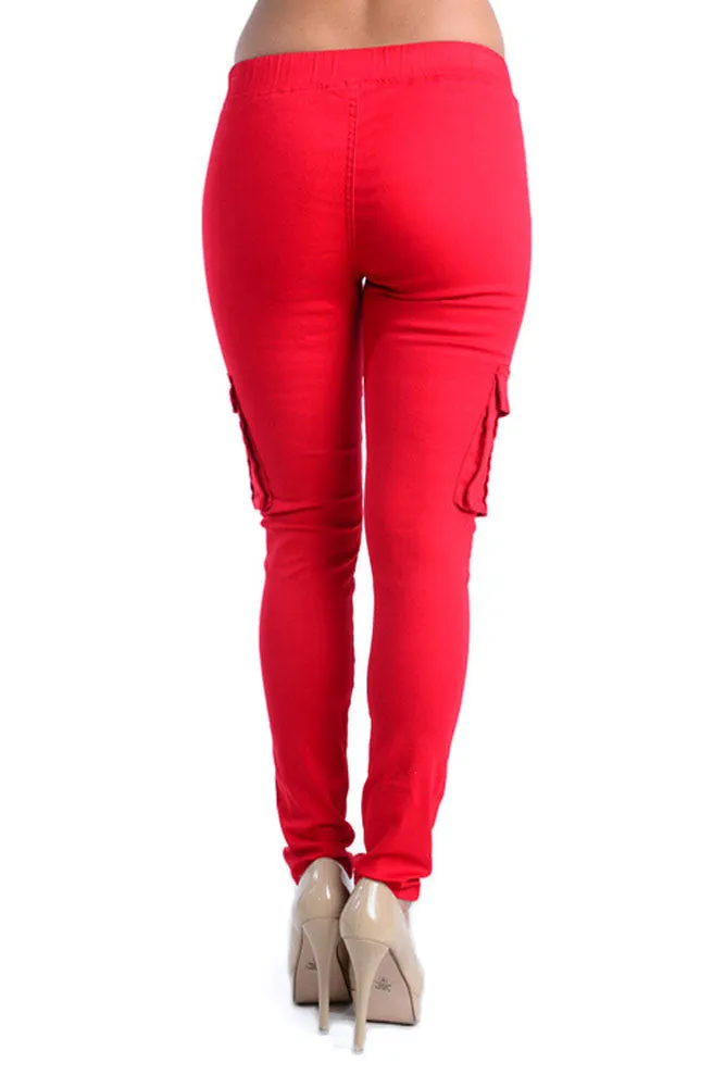 Women's Solid Skinny Cargo Jogger Pants