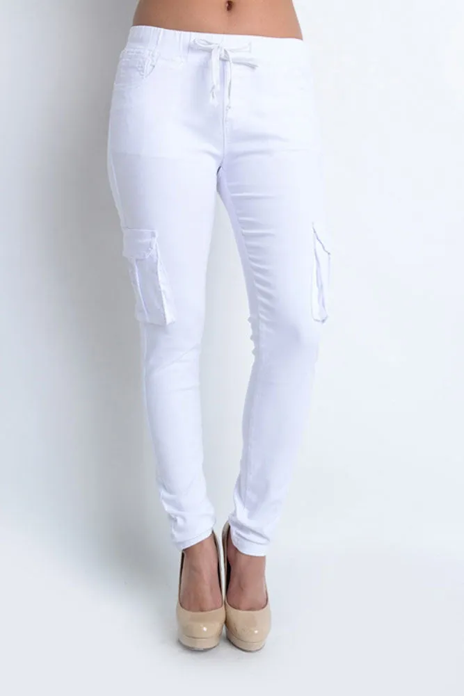 Women's Solid Skinny Cargo Jogger Pants