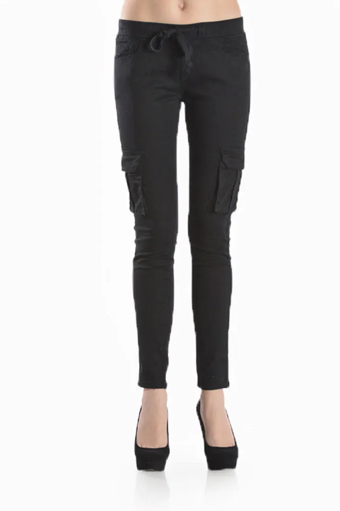 Women's Solid Skinny Cargo Jogger Pants