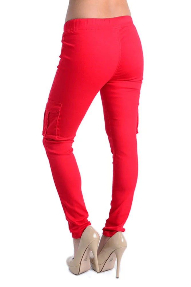 Women's Solid Skinny Cargo Jogger Pants