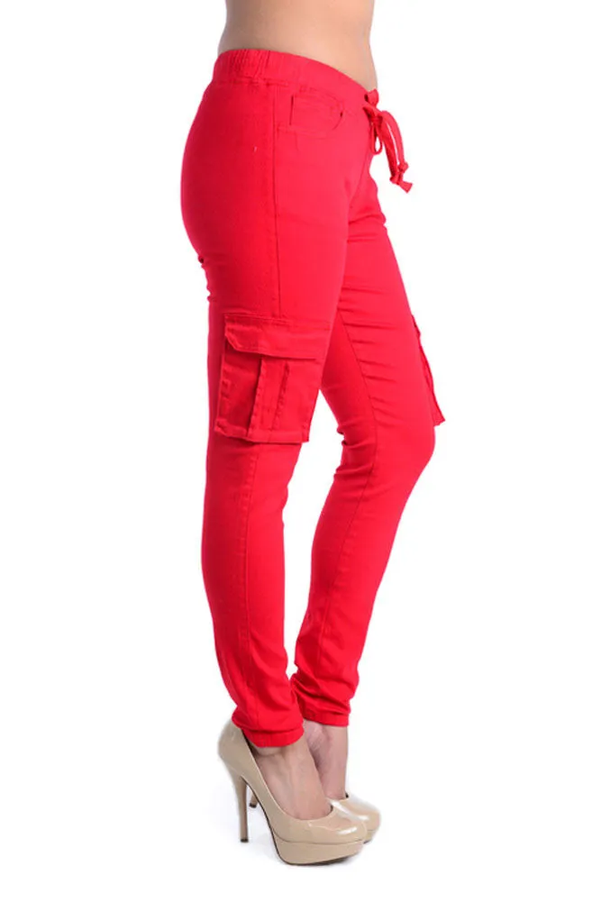 Women's Solid Skinny Cargo Jogger Pants