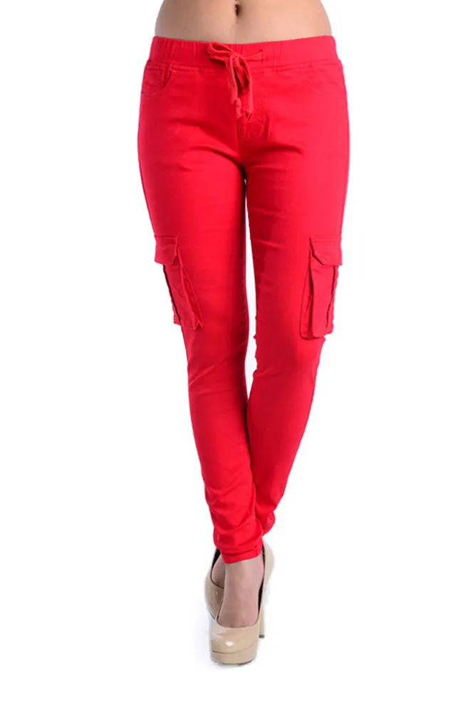 Women's Solid Skinny Cargo Jogger Pants