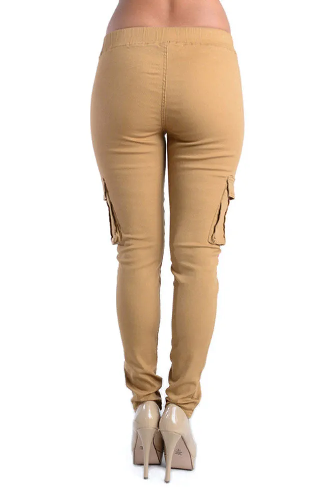 Women's Solid Skinny Cargo Jogger Pants