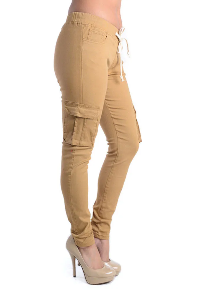 Women's Solid Skinny Cargo Jogger Pants