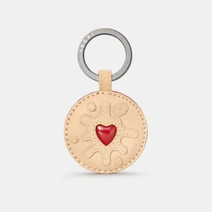 Yoshi Jammie Dodger Biscuit Applique Leather Keyring